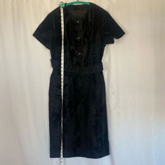Rare Vintage VTG 1960s 60s Black Faux Fur Mod Mini Dress Button Up Women’s - Picture 9 of 14